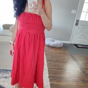 Red midi dress
